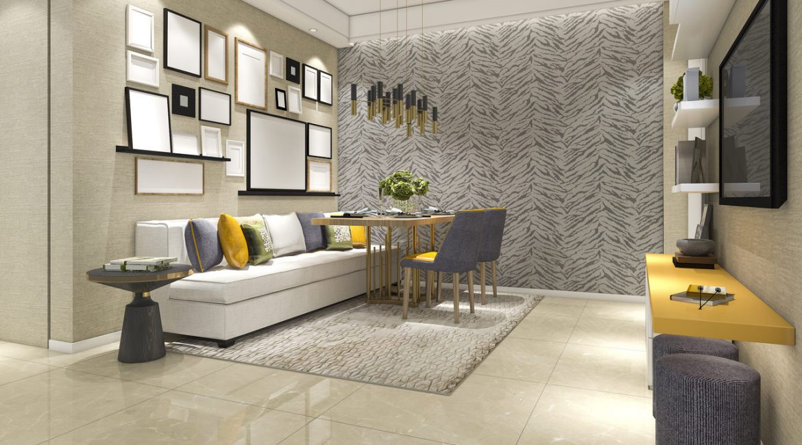 Sala linda com papel de parede animal print